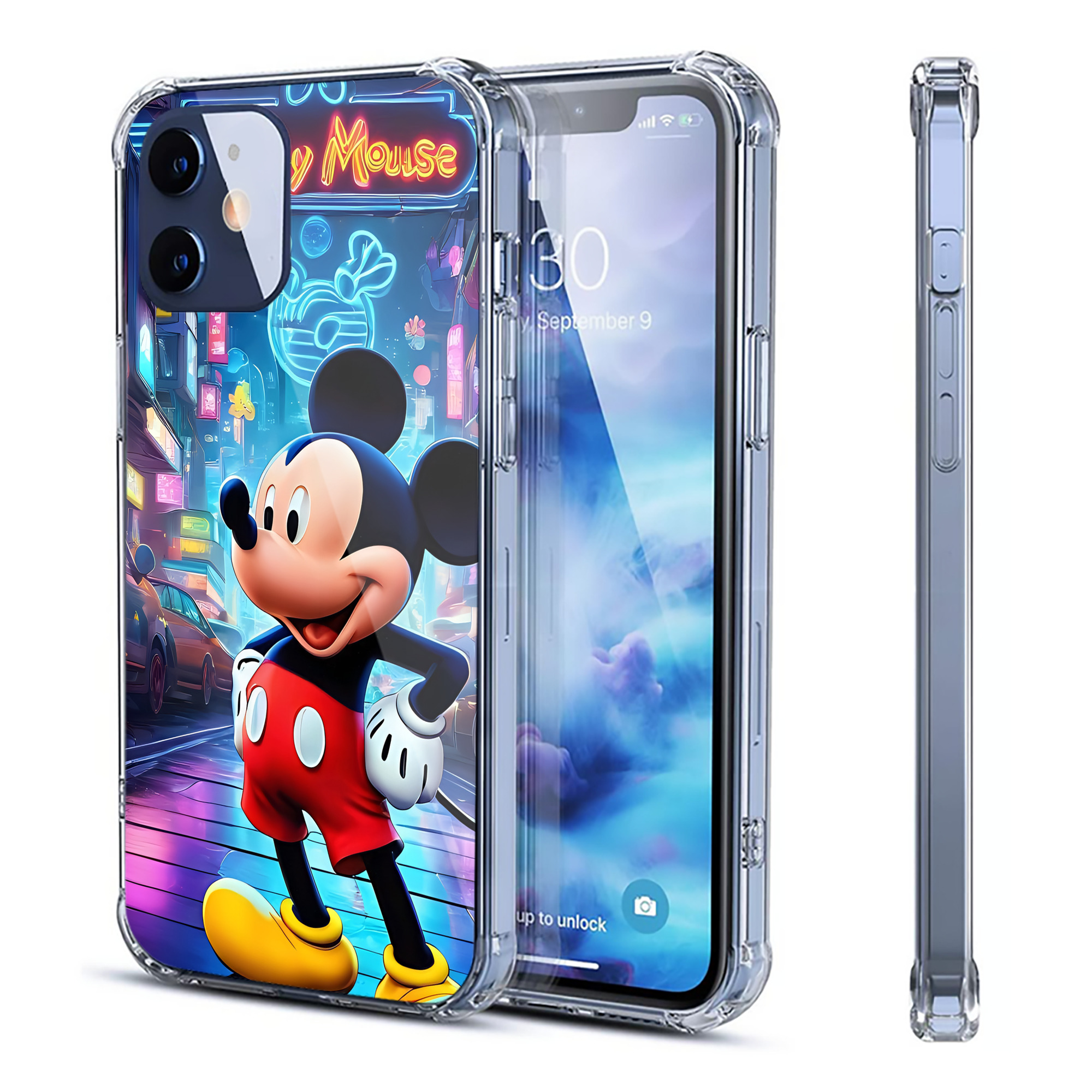 （画像用） ミッキーマウス Mickey Mouse 【iPhone 12シリーズ対応】透明スマホケース（クリアソフトケース）
